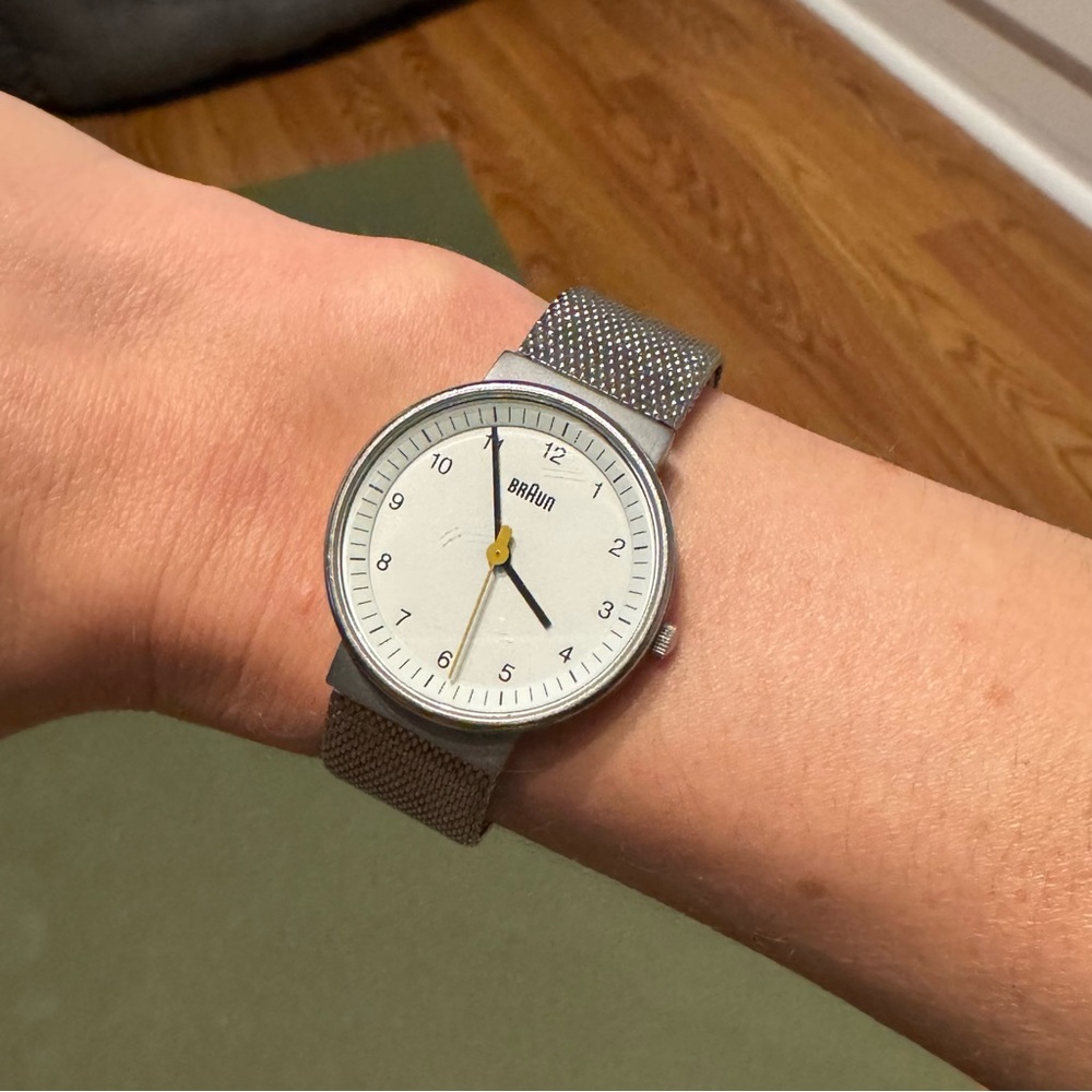 Silver mesh watch from Braun.
